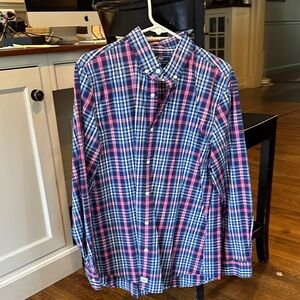 Vineyard Vines Blue and Pink Plaid Shirt